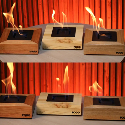 Chimenea cuadrada en madera natural Flamora®